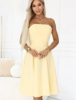 641-3 VIVIENNE korzetové midi šaty s opaskom - pastelovo žlté