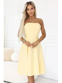641-3 VIVIENNE korzetové midi šaty s opaskom - pastelovo žlté