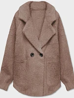 Tmavobéžový krátky prehoz z alpaky (CJ65)