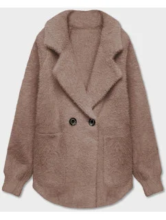 Tmavo béžový krátky prehoz cez oblečenie typu alpaka (CJ65)