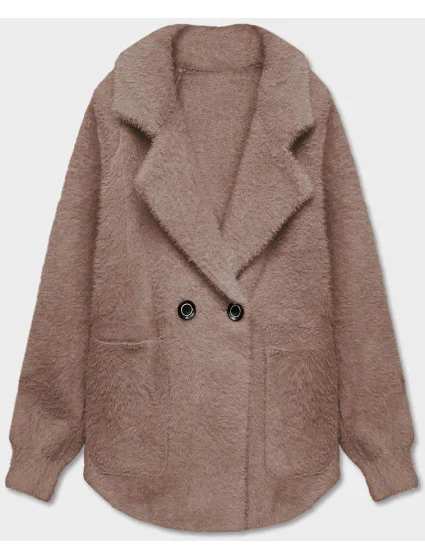 Tmavo béžový krátky prehoz cez oblečenie typu alpaka (CJ65)