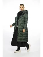 Dlouhá zelená dámská bunda s kapucí model 21247128 - Ann Gissy