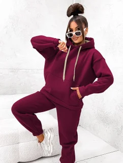 Dámska tepláková súprava z hrubej bavlny v bordovej farbe (82143)