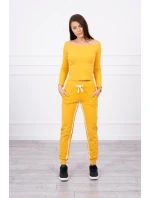 Súprava s dvojitými pruhmi horčica+biela Súprava s dvojitými pruhmi horčica+biela