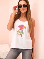 Dámska bavlnená blúzka s kvetinovou potlačou biela