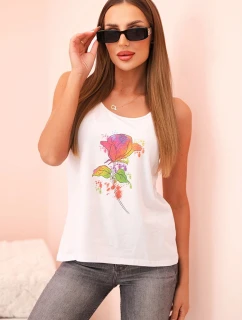 Dámska bavlnená blúzka s kvetinovou potlačou biela