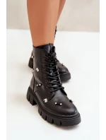 Botki Workery Damskie Z Ozdobami Eko Skórzane Czarne Cadenilla Botki Workery Damskie Z Ozdobami Eko Skórzane Czarne Cadenilla