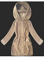 Světle béžová vlněná bunda typu alpaka s kapucí model 21482431 - MHM Světle béžová vlněná bunda typu alpaka s kapucí model 21482431 - MHM