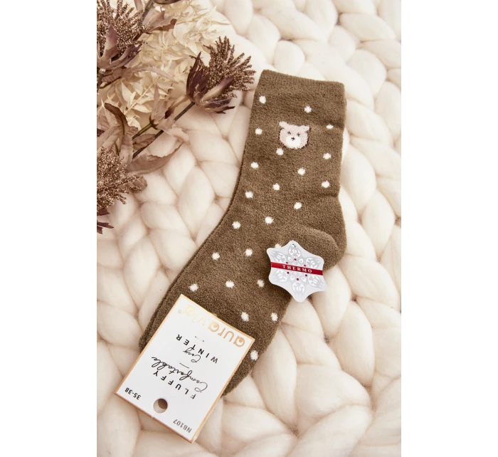 Dámské teplé ponožky v puntíkované s model 21643607 zelené - Aura.via