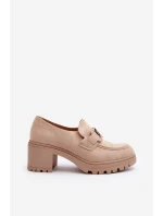 Sametové boty na podpatku béžové model 21646812 - VINCEZA