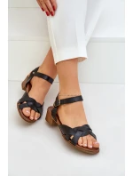 Kožené Sandály Na Podpatku  Černé model 21684026 - Zazoo