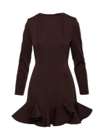 M880 Šaty s volánovým lemom - hnedé