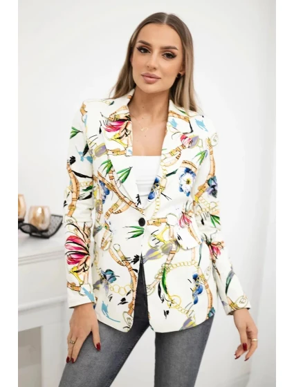 Bavlněné sako model 21185922 s potiskem ecru - Kesi