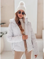 Dámska zimná bunda LOVEWARM krátka prešívaná s kapucňou biela FashionStreet TY5042 Dámska zimná bunda LOVEWARM krátka prešívaná s kapucňou biela FashionStreet TY5042
