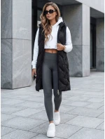 Dámská dlouhá prošívaná vesta s kapucí černá Dstreet model 21991318 - FashionStreet Dámská dlouhá prošívaná vesta s kapucí černá Dstreet model 21991318 - FashionStreet