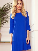 LUCY - Pohodlné plisované dámske šaty v Chrpová farbe 228-8