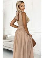 362-6 JUSTINE Dlhé šaty so srdiečkovým výstrihom a spodnou časťou - BEACH