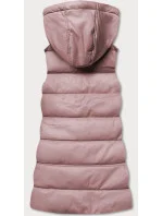 Teplá dámska vesta v púdrovo ružovej farbe z eko kože (D-3231-59S)