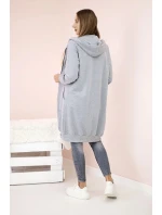 Dámska dlhšia mikina so zipsom šedá