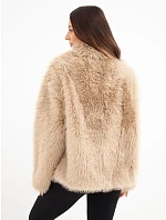Krátká dámská model 22550884 bunda s velkým límcem camel - K-Fashion Krátká dámská model 22550884 bunda s velkým límcem camel - K-Fashion