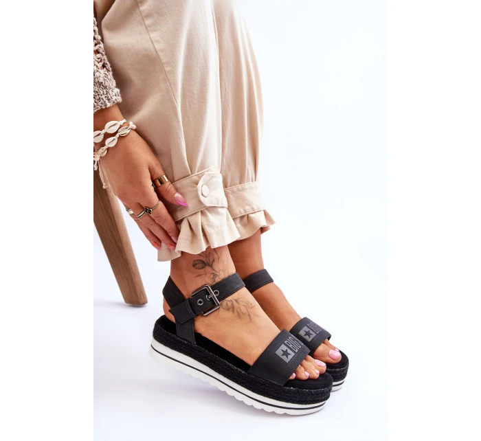 Damskie Wygodne Sandały Na Platformie Big Star LL274870 Czarne