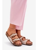 dámské pantofle na korkové platformě s přezkami Camel model 21688452 - Boto dámské pantofle na korkové platformě s přezkami Camel model 21688452 - Boto