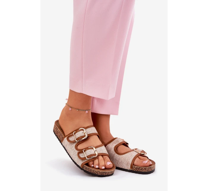 dámské pantofle na korkové platformě s přezkami Camel model 21688452 - Boto dámské pantofle na korkové platformě s přezkami Camel model 21688452 - Boto