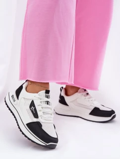 Buty Sportowe Damskie Na Platformie Big Star RR274A223 HI-POLY SYSTEM Biało-Czarne