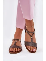 Dámské Plné Sandály S Pásky model 21698234 Grafitové - S.Barski Dámské Plné Sandály S Pásky model 21698234 Grafitové - S.Barski