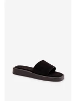 Klapki Damskie Na Platformie Z Eko Zamszu Czarne Jorina Klapki Damskie Na Platformie Z Eko Zamszu Czarne Jorina