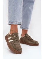 Sneakersy Damskie Zamszowe Na Platformie Ciemnozielone Sylviona