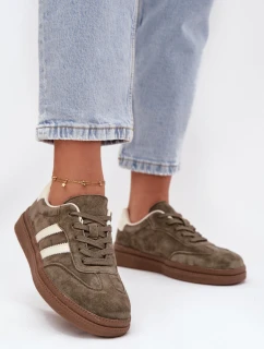 Dámské semišové tenisky na platformě tmavě zelené model 21708088 - EVENTO