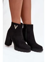 Botki Damskie Ocieplane Na Słupku Z Ozdobnym Detalem Czarne Briella Botki Damskie Ocieplane Na Słupku Z Ozdobnym Detalem Czarne Briella