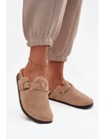 Dámské nazouváky s podšívkou s přezkou Béžové model 21715161 - Boto Dámské nazouváky s podšívkou s přezkou Béžové model 21715161 - Boto