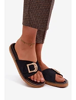 Dámské pantofle Černé se zlatou sponou model 22125600 - Boto