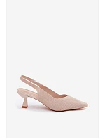 Textilné sandále na podpätku Beige Delessa