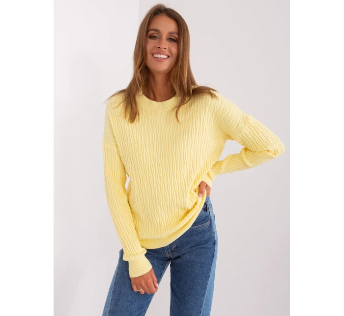 Sweter AT SW model 18895586 jasny żółty - FPrice Sweter AT SW model 18895586 jasny żółty - FPrice