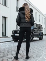Dámská zimní bunda krátká prošívaná s kožešinou černá Dstreet model 21990856 - FashionStreet