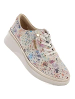 Dámské kožené polobotky na podpatku béžové barvy model 22021902 - VINCEZA