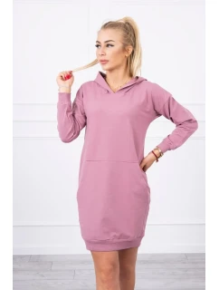 Šaty s kapucňou tmavo ružové