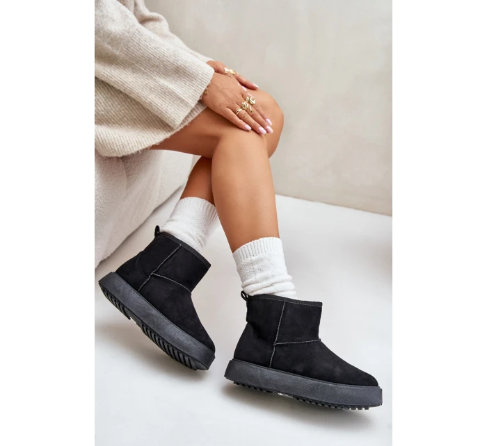 Dámské Sněhule Na Platformě Z Eko Semiše Černé model 21673043 - EVENTO