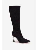 Kozaki Damskie Na Szpilce Ze Zdobieniem D&A JC52-883 Czarne