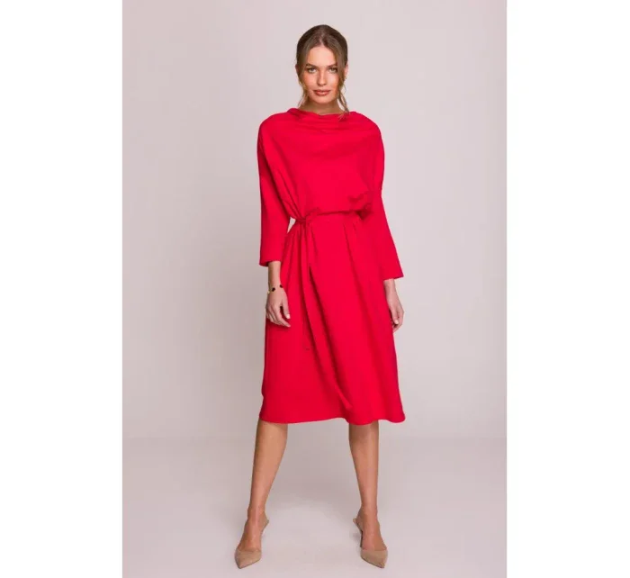 S403 Pletené šaty v nadmernej veľkosti - červené