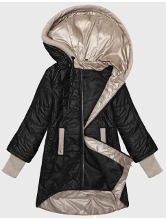 Černá dámská prošívaná bunda s ozdobnými stahovacími lemy model 20979303 - S'WEST