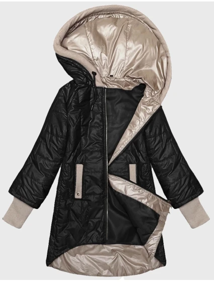 Černá dámská prošívaná bunda s ozdobnými stahovacími lemy model 20979303 - S'WEST