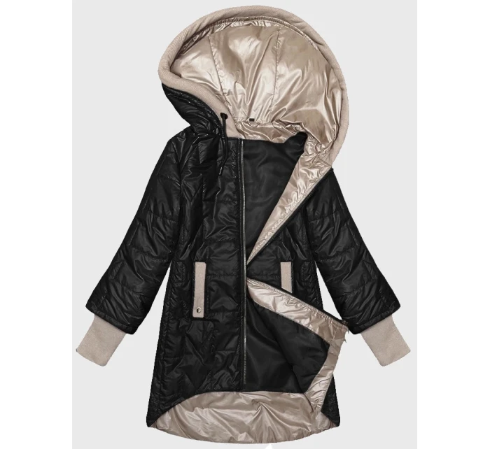 Černá dámská prošívaná bunda s ozdobnými stahovacími lemy model 20979303 - S'WEST