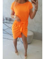 Šaty s obálkou dole oranžové neónové