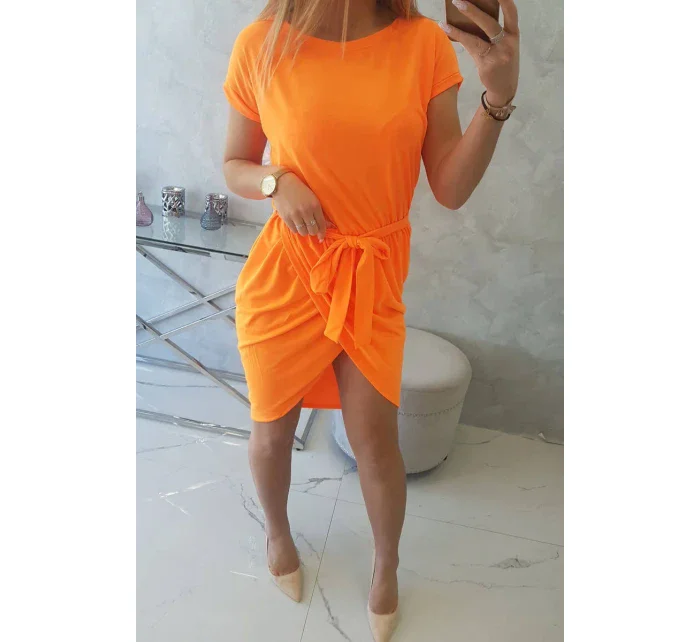 Šaty s obálkou dole oranžové neónové