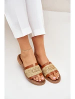 Kožené Pantofle S Dekorativním A Pletením Hnědé model 21684096 - Zazoo