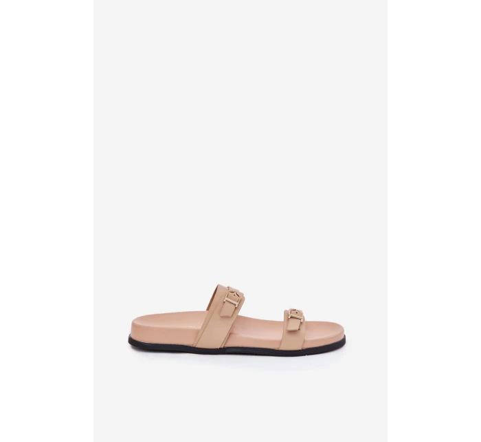 Dámské Pantofle S Přezkami Béžové model 21700025 - Boto